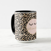Girl Black Eyelashes Gold Glam Leopard Print   Tasse (Vorderseite Links)