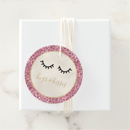 Girl Black Eyelashes Gold Pink Leopard Print Geschenkanhänger (Beispiel)