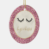 Girl Black Eyelashes Gold Pink Leopard Print Keramik Ornament (Rechts)