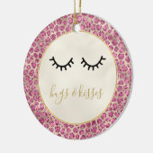 Girl Black Eyelashes Gold Pink Leopard Print Keramik Ornament (Links)