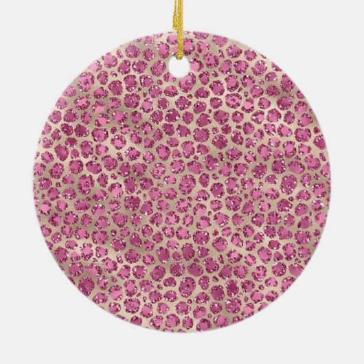 Girl Black Eyelashes Gold Pink Leopard Print Keramik Ornament (Hinten)