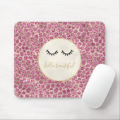 Girl Black Eyelashes Gold Pink Leopard Print Mousepad (Mit Mouse)