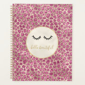 Girl Black Eyelashes Gold Pink Leopard Print Planer (Vorderseite)