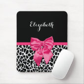 Girl Black Giraffe Animal Print Niedlich Hot Pink Mousepad (Mit Mouse)