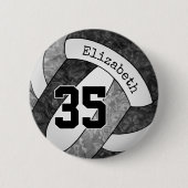 Girl Black Gray Volleyball Team Farben Geschenke Button (Vorderseite)