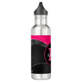 Girl Black Grey Hot Pink Waves Glam Monogram Name Edelstahlflasche (Links)