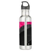 Girl Black Grey Hot Pink Waves Glam Monogram Name Edelstahlflasche (Rückseite)