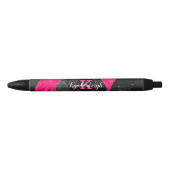 Girl Black Grey Hot Pink Waves Glam Monogram Name Kugelschreiber (Vorderseite)