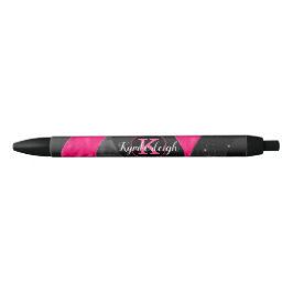 Girl Black Grey Hot Pink Waves Glam Monogram Name Kugelschreiber