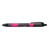 Girl Black Grey Hot Pink Waves Glam Monogram Name Kugelschreiber (Oberseite)