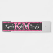 Girl Black Hot Pink Diamonds Glam Monogram Name Türschild (Vorderseite )