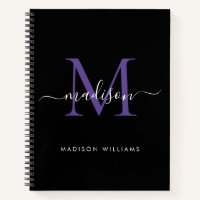 Girl Black Lila Violet Monogram Script Name