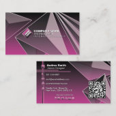 Girl Black Pink QR Code Gradient Modern Chic 3D Visitenkarte (Vorne/Hinten)