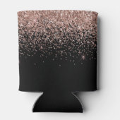 Girl Black Rose Gold Blush Pink Glitzer Monogram Dosenkühler (Rückseite)