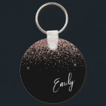 Girl Black Rose Gold Blush Pink Glitzer Monogram Schlüsselanhänger<br><div class="desc">Schwarz und Rose Gold - Schwarz Rosa Sparkle Glitzer Script Monogram Name Keychains (Key Chain). Das macht den perfekten 16 Geburtstag,  Hochzeit,  Brautparty,  Jubiläum,  Babydusche oder Junggeselinnen-Abschied Geschenk für jemanden,  der Lieben glamourösen Luxus und schicke Stile.</div>