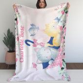 Girl Blanket mit rosa Blume und Niedlichen Kätzche Fleecedecke