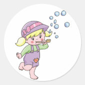 Girl-Blasen Runder Aufkleber (Vorderseite)