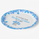 Girl Blue Bear 1st Birthday Paper Plates Pappteller (Schrägansicht)
