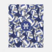 Girl Blue Graue Volleyball Team Farben Fleecedecke (Vorderseite)