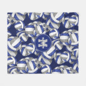 Girl Blue Graue Volleyball Team Farben Fleecedecke (Vorderseite (Horizontal))