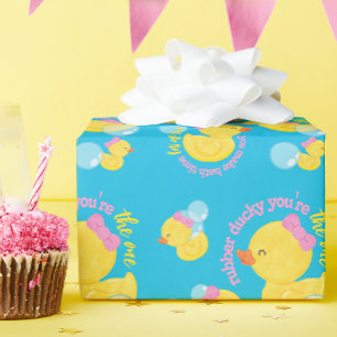 Girl Blue Rubber Ducky Du bist das Eine Party Geschenkpapier