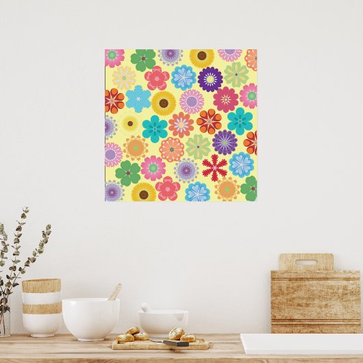 Girl Blume Power Farbenfrohe Blumenmuster Geschenk Poster (Küche)