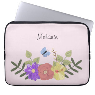 Girl-Blume und Schmetterling Pastellfarben Laptopschutzhülle