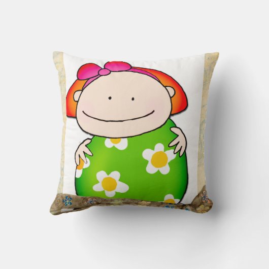 Girl Blumengrün Blume Kissen (Rückseite)