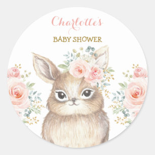 Girl Blush Bunny Rabbit Baby Dusche Gastgeschenk Runder Aufkleber