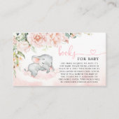 Girl Blush Elephant Baby Shower Books für Baby Visitenkarte (Vorderseite)