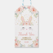 Girl Blush Gold Kaninchen Osterfeiern Gastgeschenk Geschenkanhänger (Vorderseite)