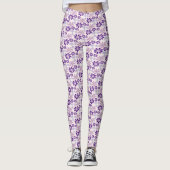 Girl Blush Lila Violettblütengarten Doodle Leggings (Vorderseite)