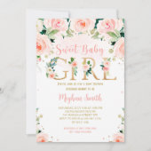 Girl Blush Pink Blumendusche Einladung (Vorderseite)