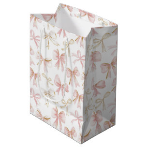 Girl Blush Pink Bows Baby Dusche Mittlere Geschenktüte
