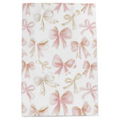Girl Blush Pink Bows Baby Dusche Mittlere Geschenktüte (Vorderseite)