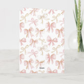 Girl Blush Pink Bows Geburtstag Karte (Rückseite)