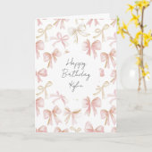 Girl Blush Pink Bows Geburtstag Karte (Gelbe Blume)