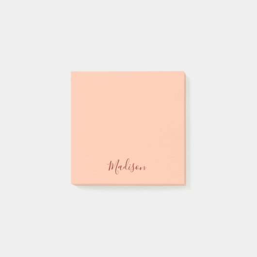 Girl Blush Pink Burgundy Script Personalisiert  Post-it Klebezettel (Vorderseite)