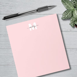 Girl Blush Pink Calligraphy Name Monogram Notizblock