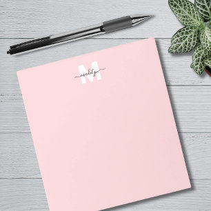 Girl Blush Pink Calligraphy Name Monogram Notizblock