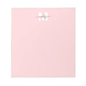 Girl Blush Pink Calligraphy Name Monogram Notizblock (Vorderseite)