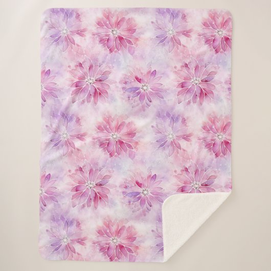Girl Blush Pink Chic Lavender Floral Sherpadecke (Vorderseite)