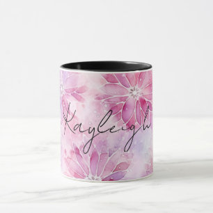 Girl Blush Pink Chic Lavender Floral Tasse