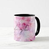 Girl Blush Pink Chic Lavender Floral Tasse (VorderseiteRechts)