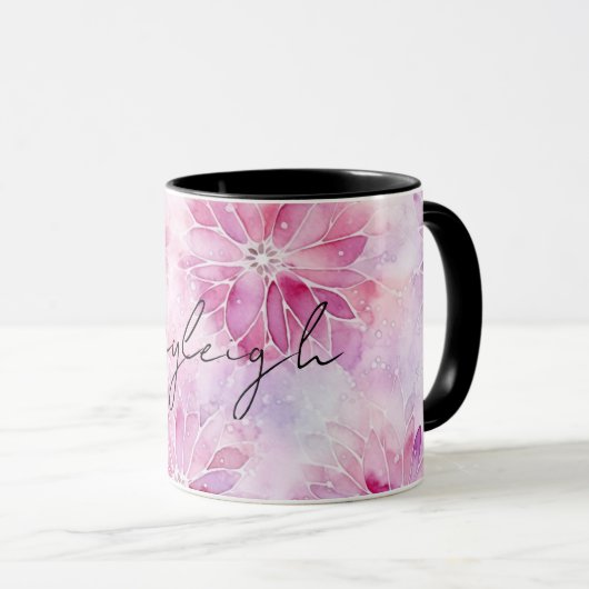 Girl Blush Pink Chic Lavender Floral Tasse (VorderseiteRechts)