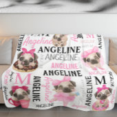 Girl Blush Pink Collage Name Niedliche Möpsen Fleecedecke