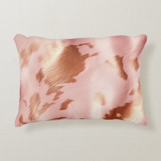 Girl Blush Pink Cream Brown Cowhide Dekokissen (Vorderseite)