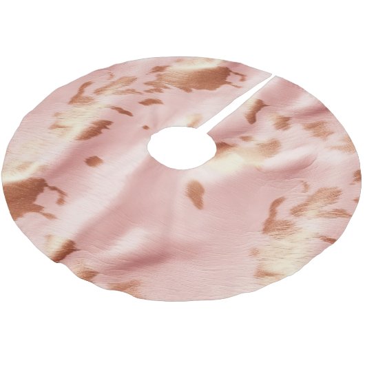 Girl Blush Pink Cream Brown Cowhide Polyester Weihnachtsbaumdecke (Schrägansicht)