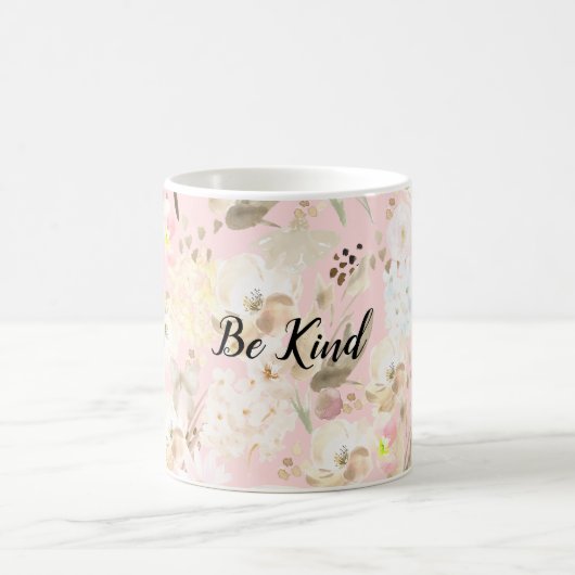 Girl Blush Pink Creme White Floral Kaffeetasse (Mittel)