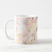 Girl Blush Pink Creme White Floral Kaffeetasse (Links)